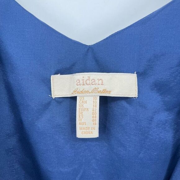 Aidan By Aidan Mattox Double Strap Wrap Dress Maxi  Navy  Womens Size 10 - Picture 7 of 11